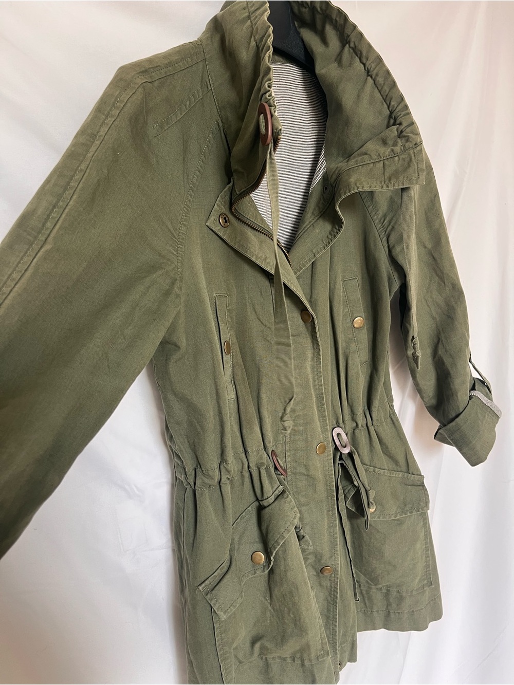 LOFT Olive Utility Jacket with Drawstring Waist - Picture 4 of 9